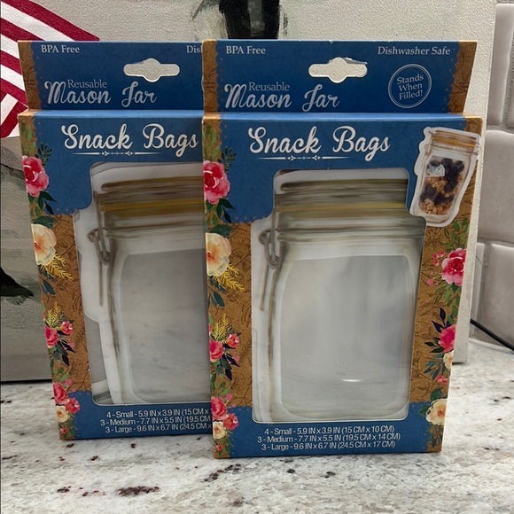 Reusable Mason Snack Bags- set of 2 - Picture 1 of 3